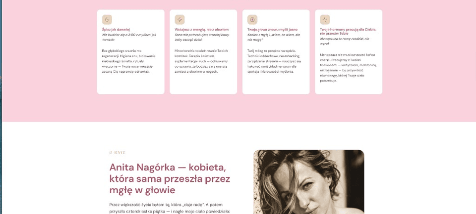 Anita Nagórka - cztery filary transformacji i sekcja o mnie