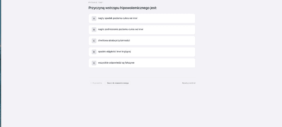Walka o aspirantkę - widok pojedynczego pytania egzaminacyjnego
