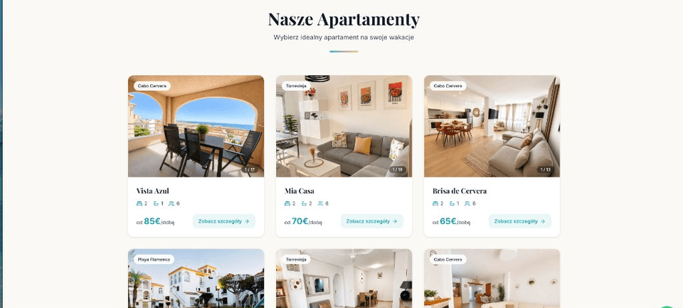Hola Casa España - lista apartamentów z cenami i lokalizacjami