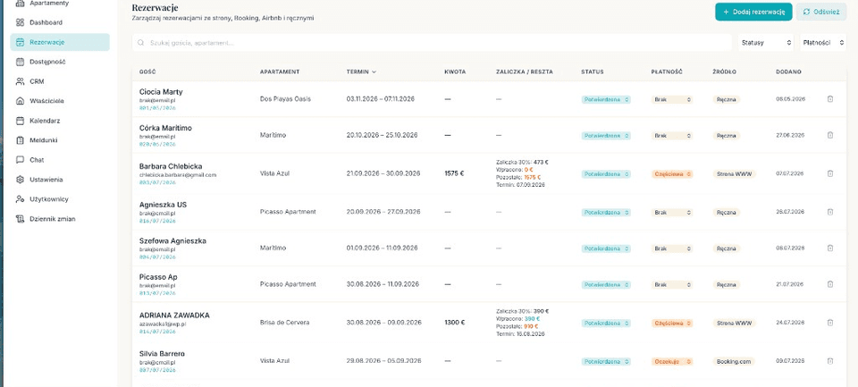Hola Casa España - panel rezerwacji z Booking i strony WWW